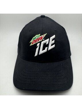 Mountain Dew ICE Black Baseball Cap Hat L/XL Continental Promo Soda Pop Drink